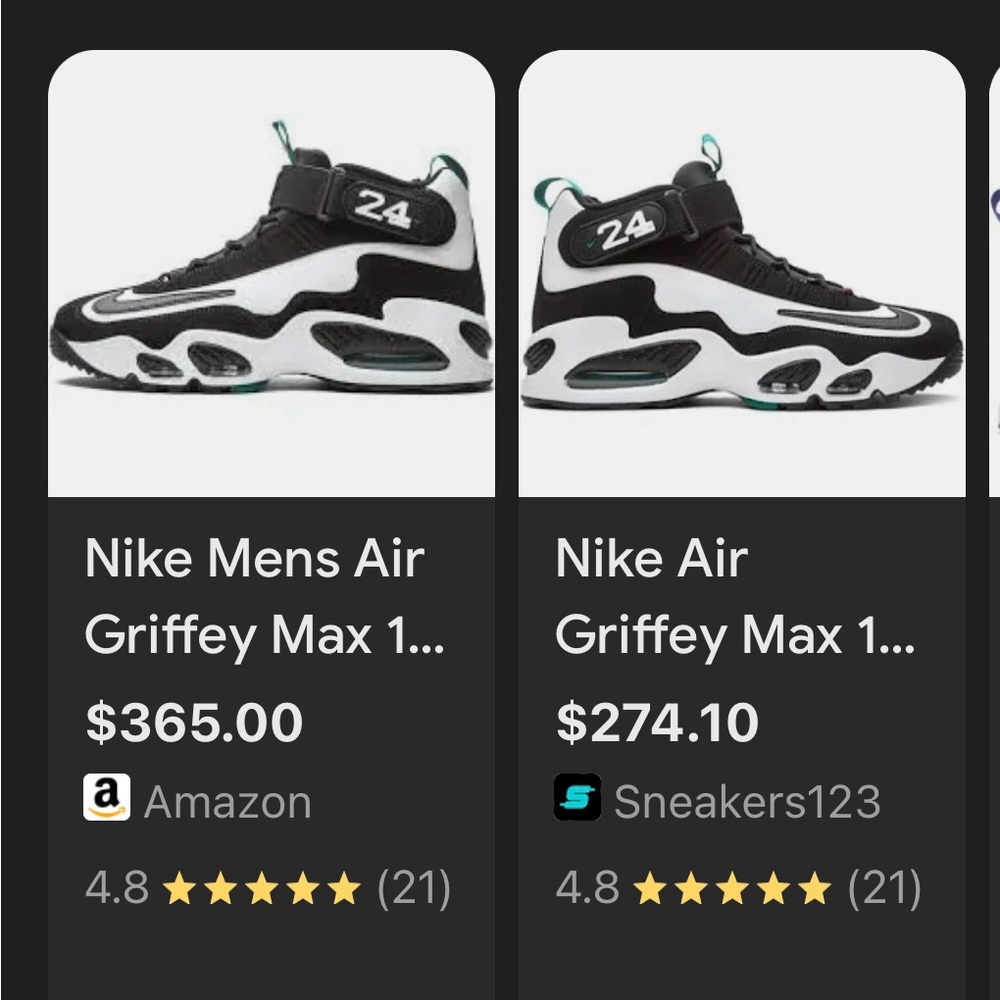 NIKE DD8558-100 AIR GRIFFEY MAX 1 BLACK AND WHITE #24 SNEAKERS 11.5